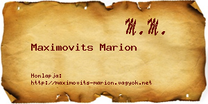 Maximovits Marion névjegykártya